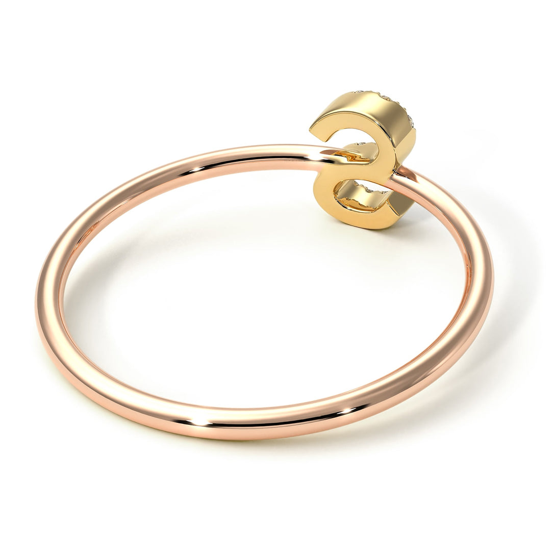 Two Tones Initial Diamond Ring - Raegan No. 16