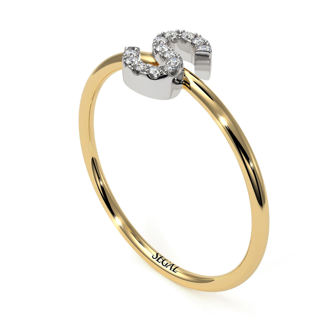Two Tones Initial Diamond Ring - Raegan No. 17