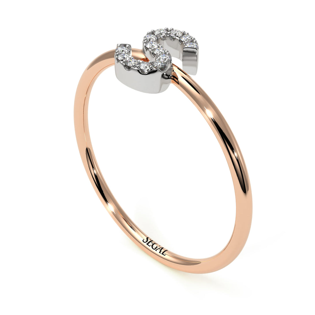 Two Tones Initial Diamond Ring - Raegan No. 18