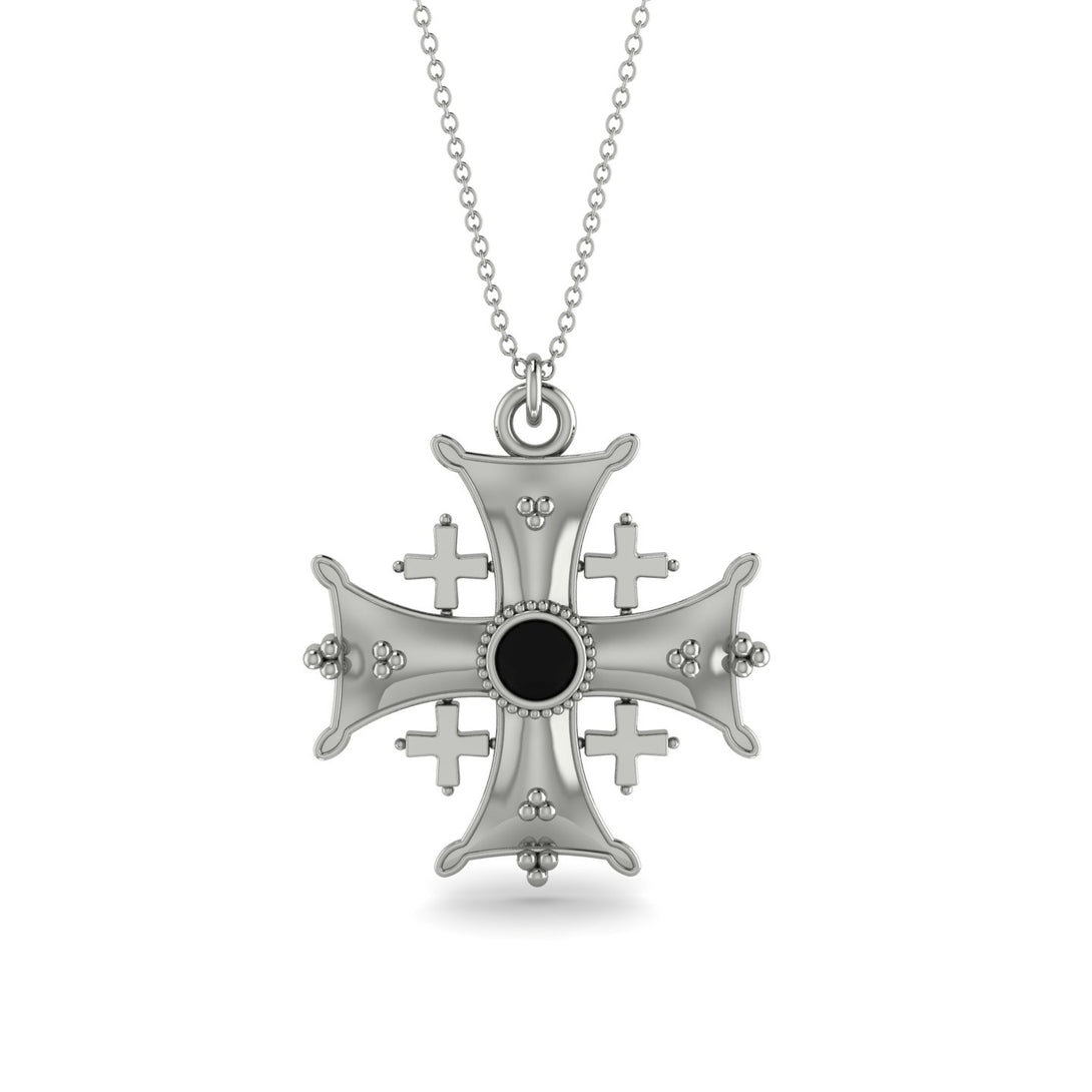 Jerusalem Black Diamond Cross Necklace - Elijah No. 9