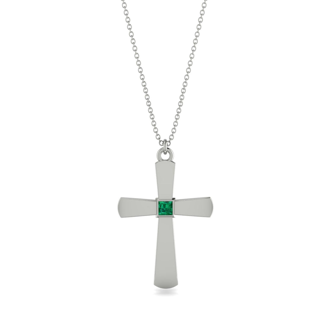 Latin Emerald Cross Necklace - Tobias No. 6