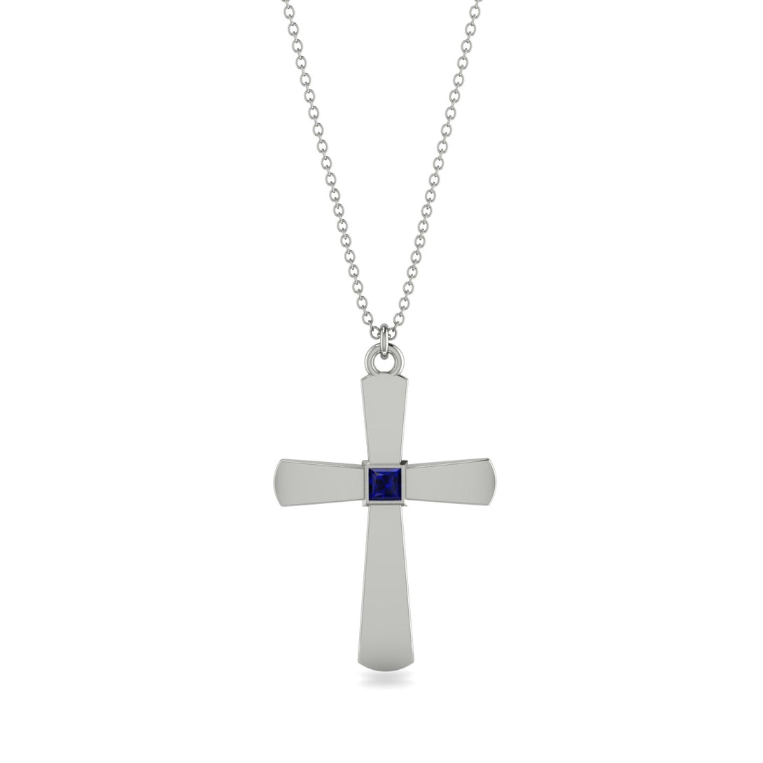 Latin Sapphire Cross Necklace - Tobias No. 15
