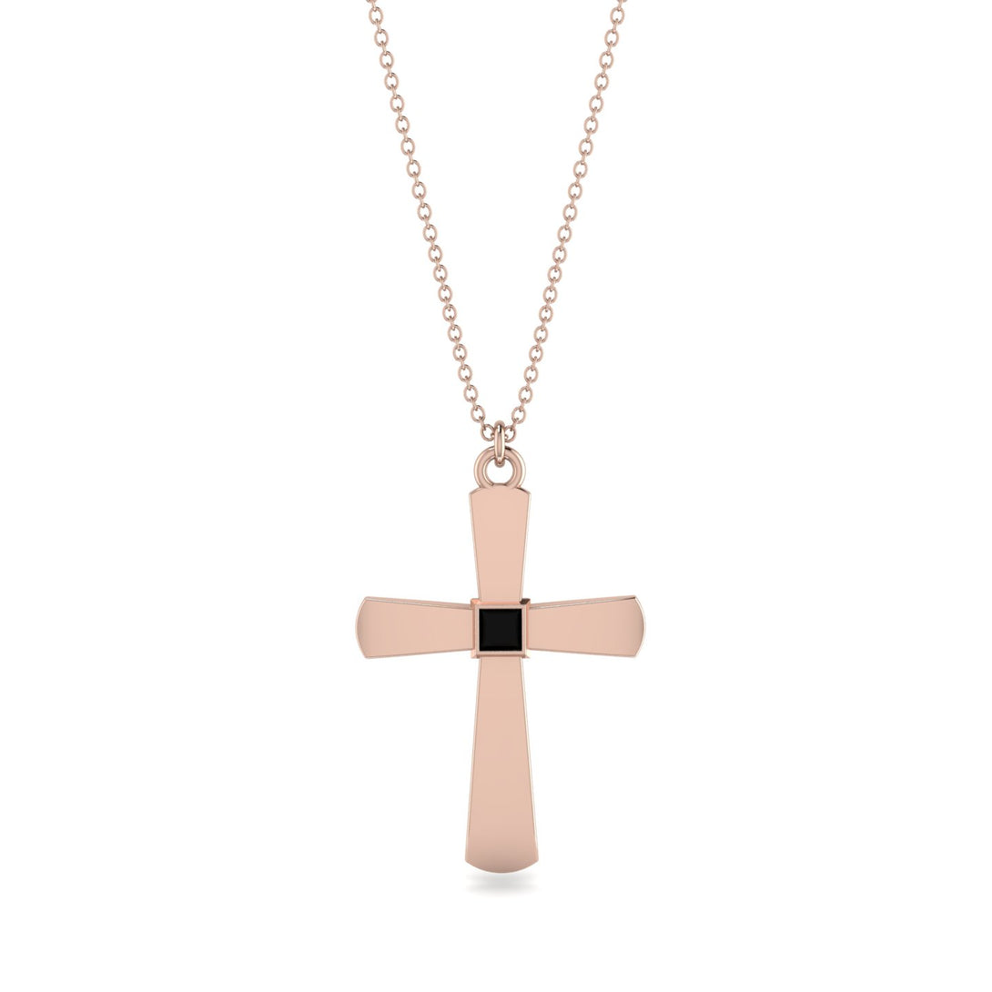 Latin Black Diamond Cross Necklace - Tobias No. 8