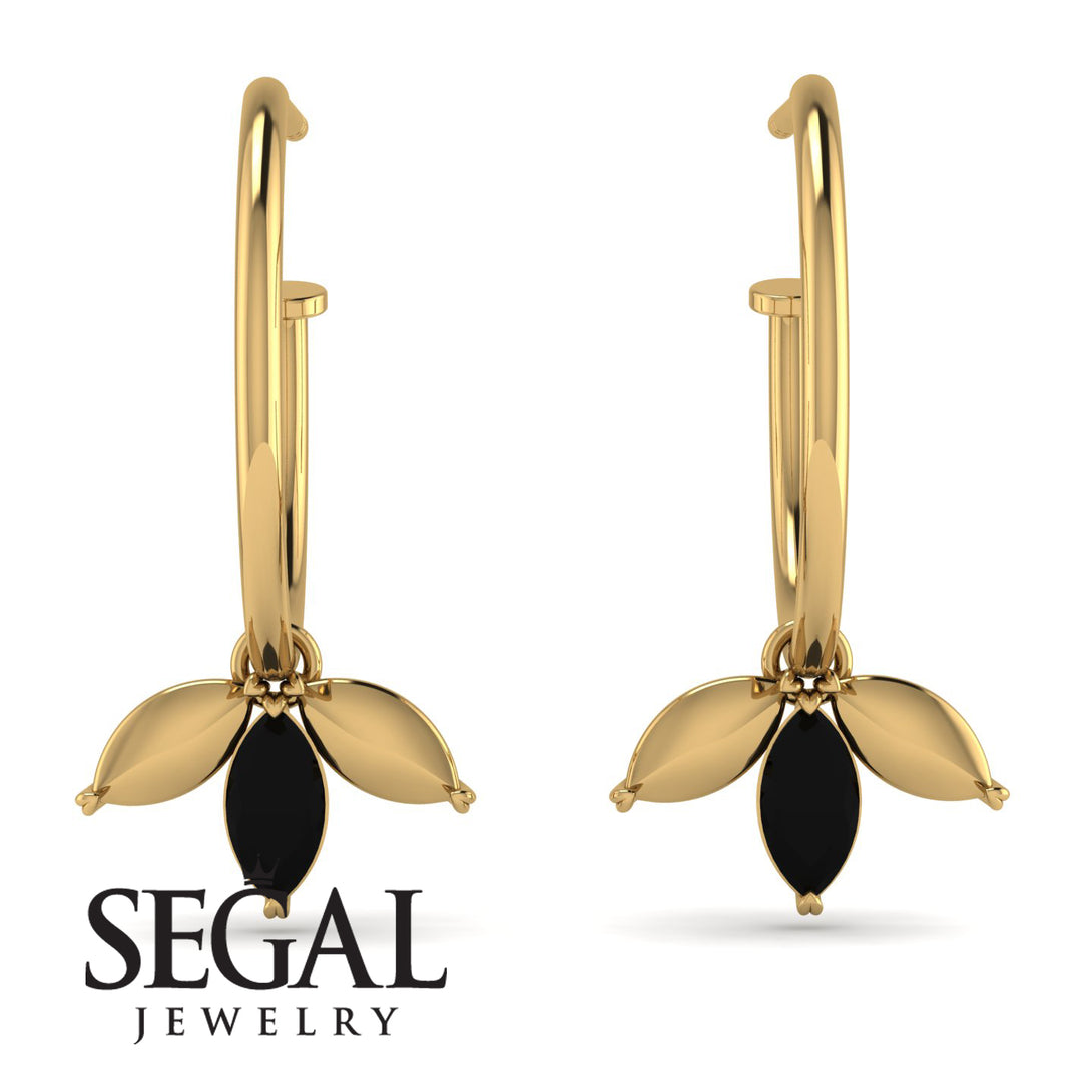 Leaves Black Diamond Earrings - Anika No. 7