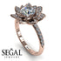Lotus Solid Rose Gold Diamond Flower Ring - Princess Lotus no. 2