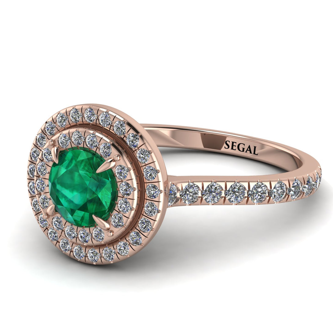 Double Halo Emerald Ring - Zoey No. 8