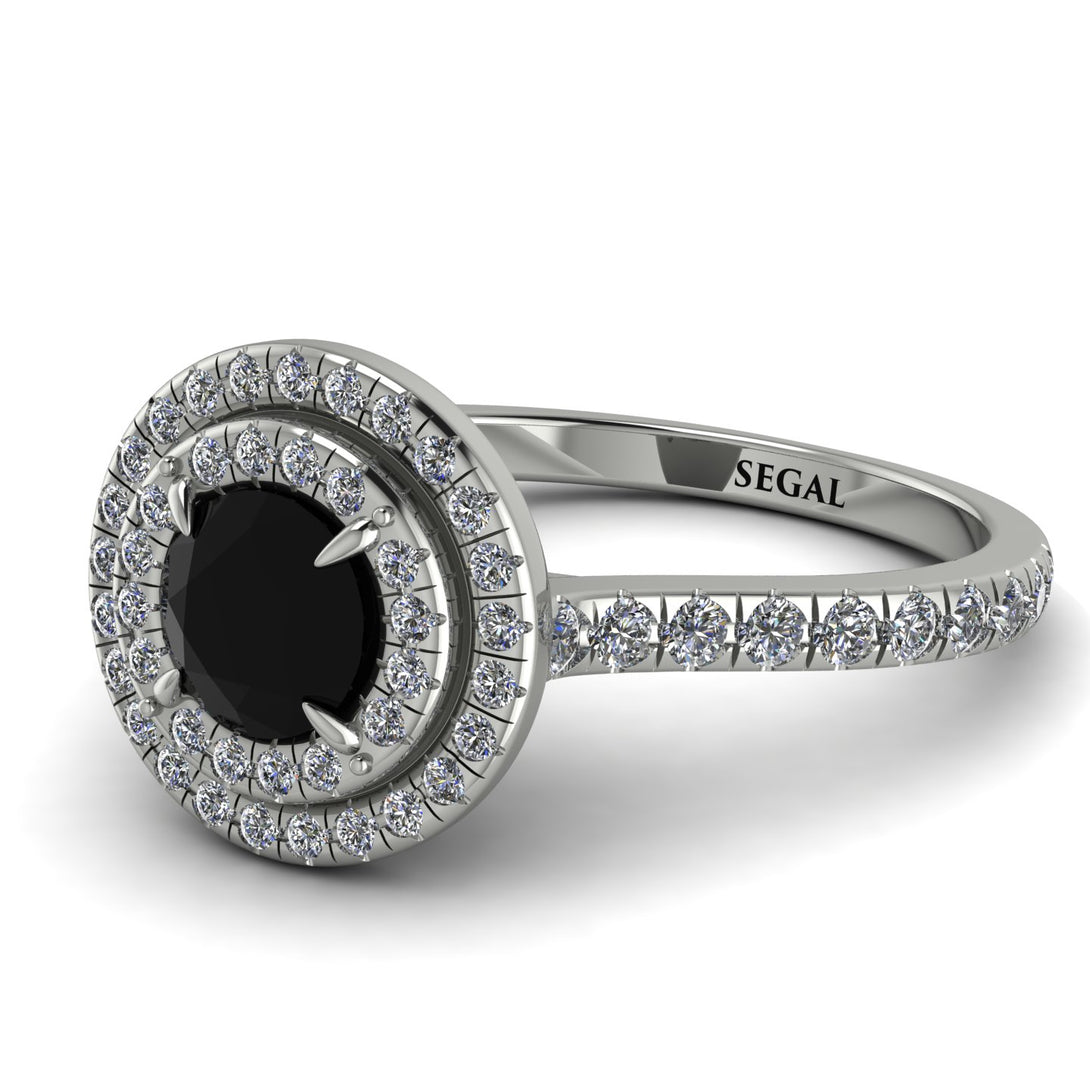 Double Halo Black Diamond Ring - Zoey No. 3