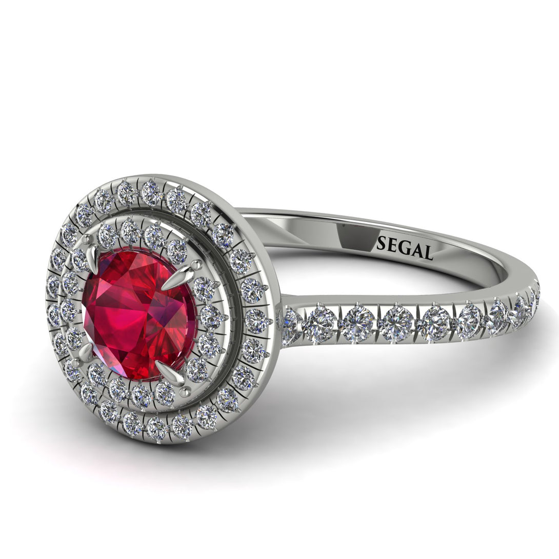 Double Halo Ruby Ring - Zoey No. 12