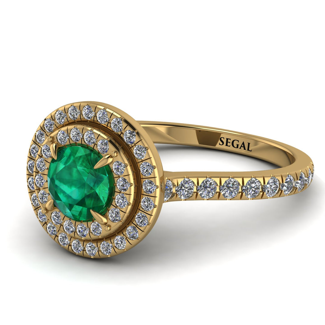 Double Halo Emerald Ring - Zoey No. 7