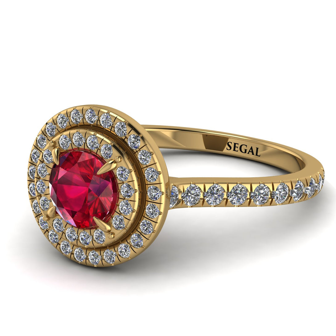 Double Halo Ruby Ring - Zoey No. 10
