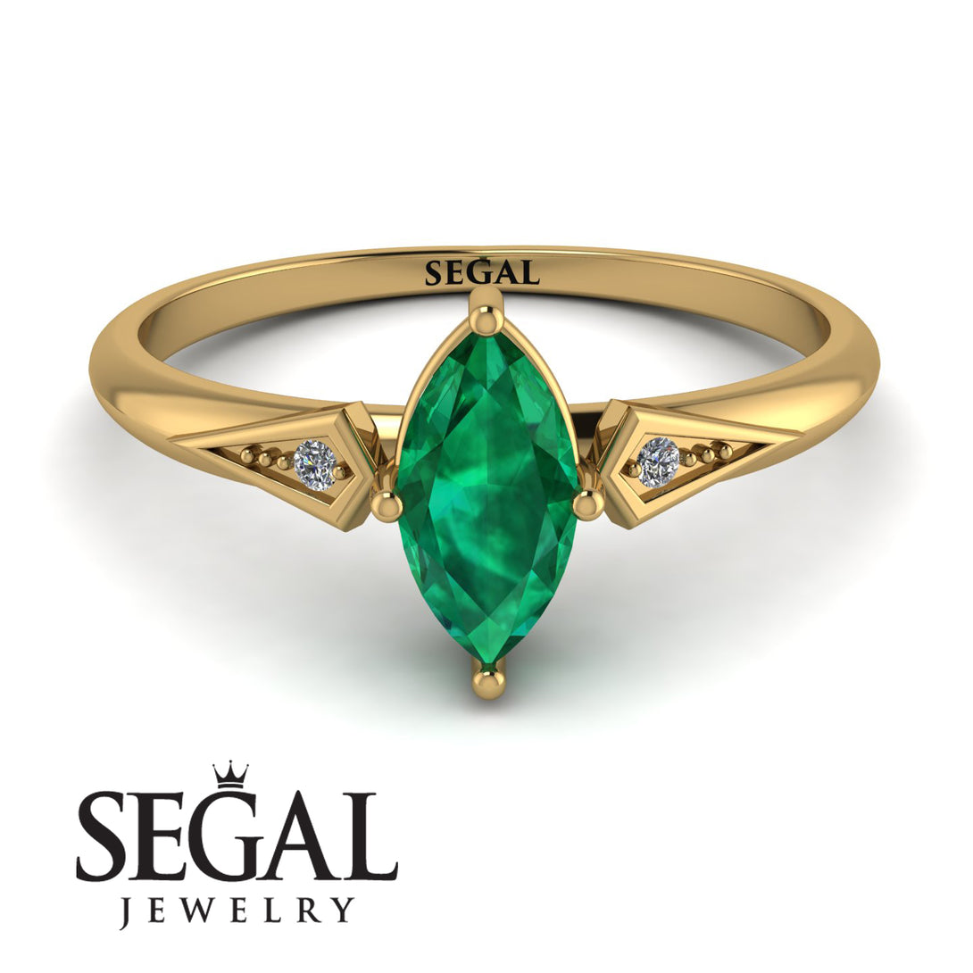 Marquise Emerald Geometrical Engagement Ring - Reese No. 4
