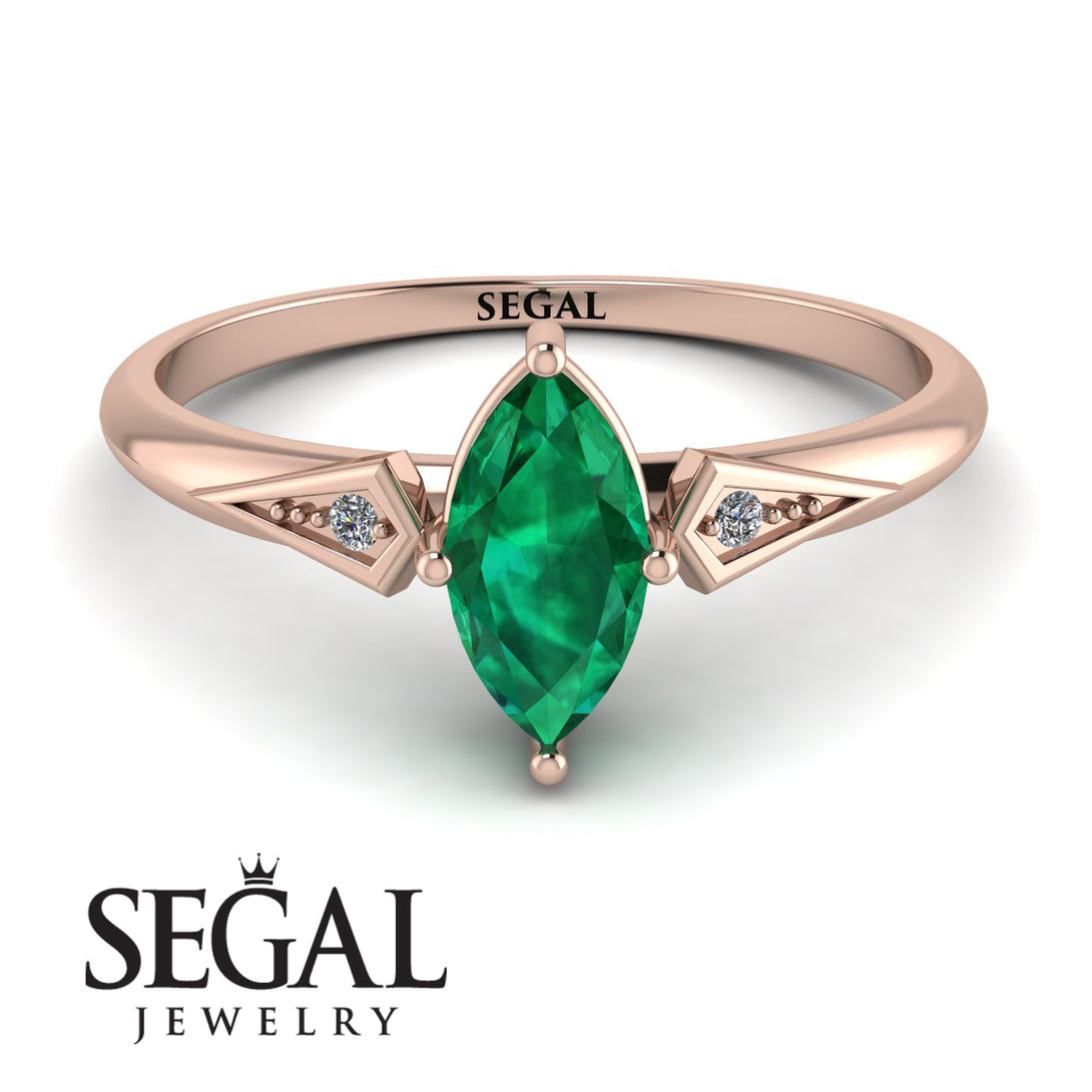 Marquise Emerald Geometrical Engagement Ring - Reese No. 5