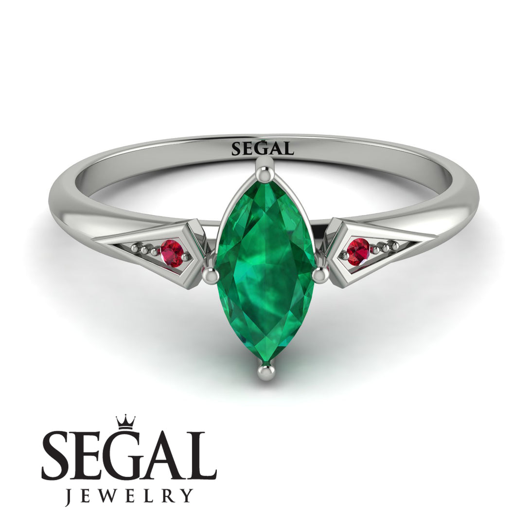 Marquise Emerald Geometrical Engagement Ring - Reese No. 51