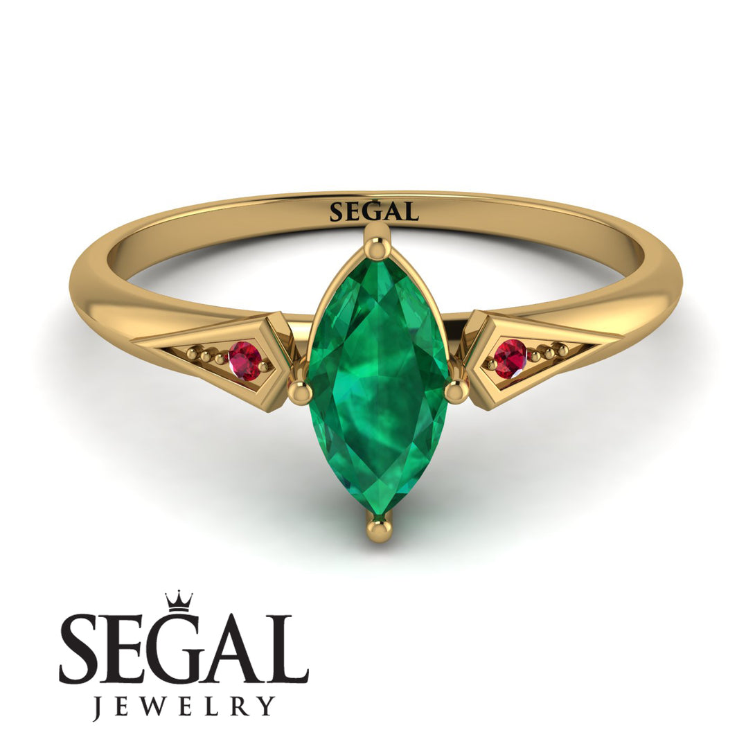 Marquise Emerald Geometrical Engagement Ring - Reese No. 49