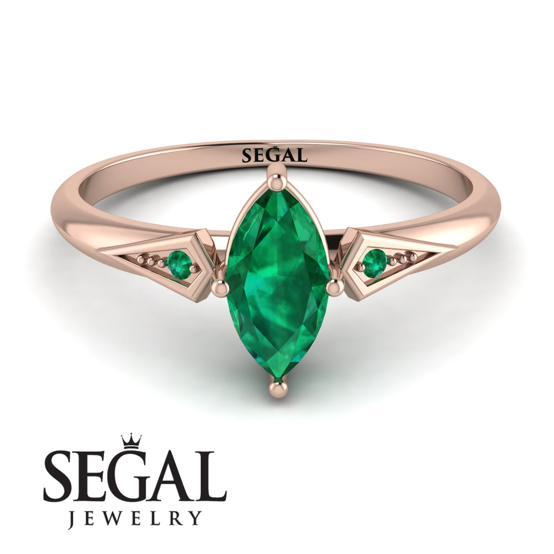 Marquise Emerald Geometrical Engagement Ring - Reese No. 20