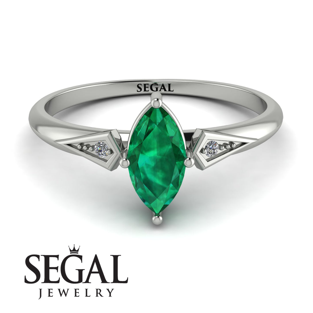 Marquise Emerald Geometrical Engagement Ring - Reese No. 6