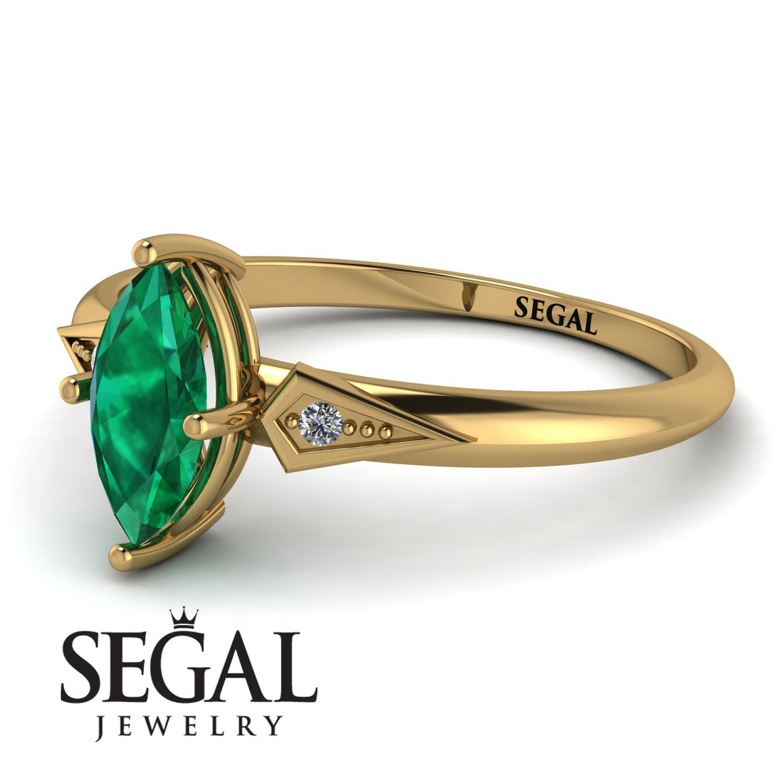 Marquise Emerald Geometrical Engagement Ring - Reese No. 4