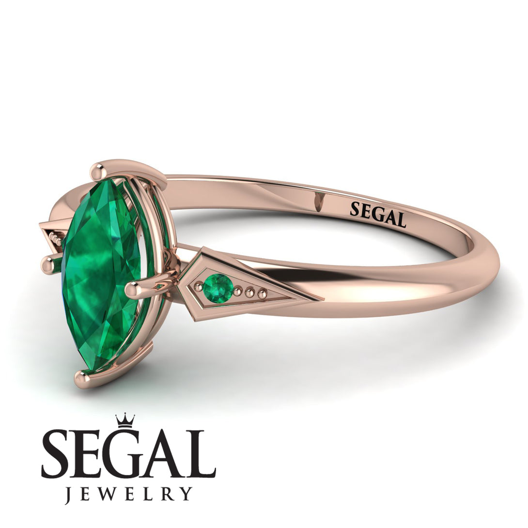 Marquise Emerald Geometrical Engagement Ring - Reese No. 20