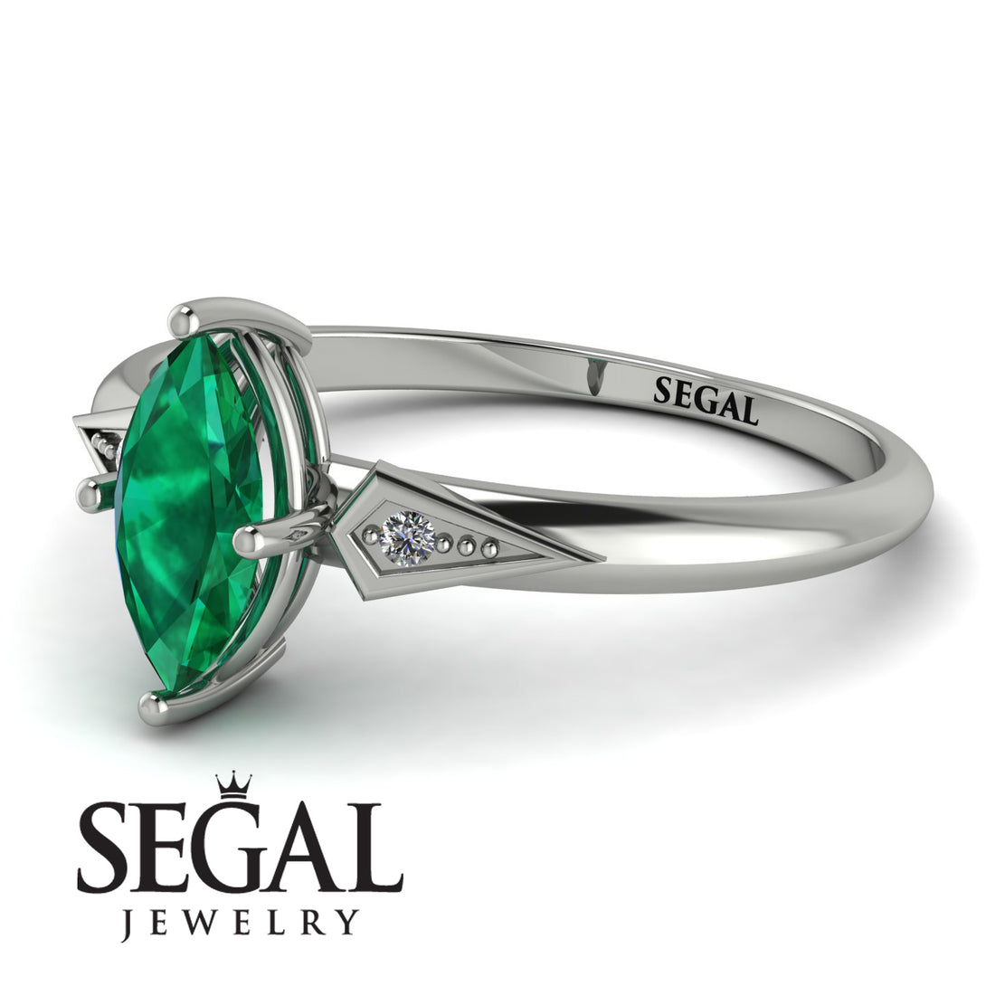 Marquise Emerald Geometrical Engagement Ring - Reese No. 6