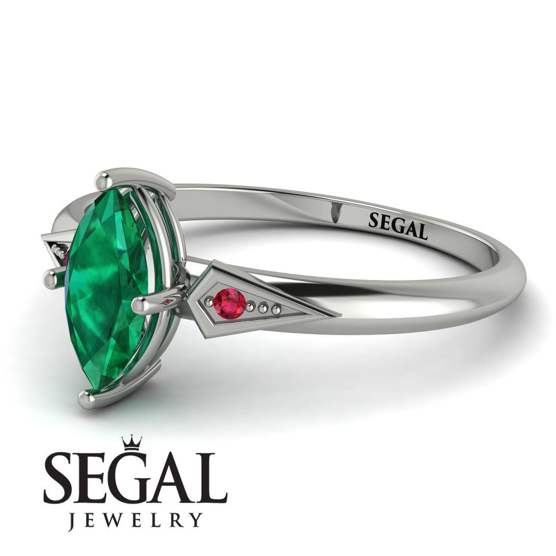 Marquise Emerald Geometrical Engagement Ring - Reese No. 51