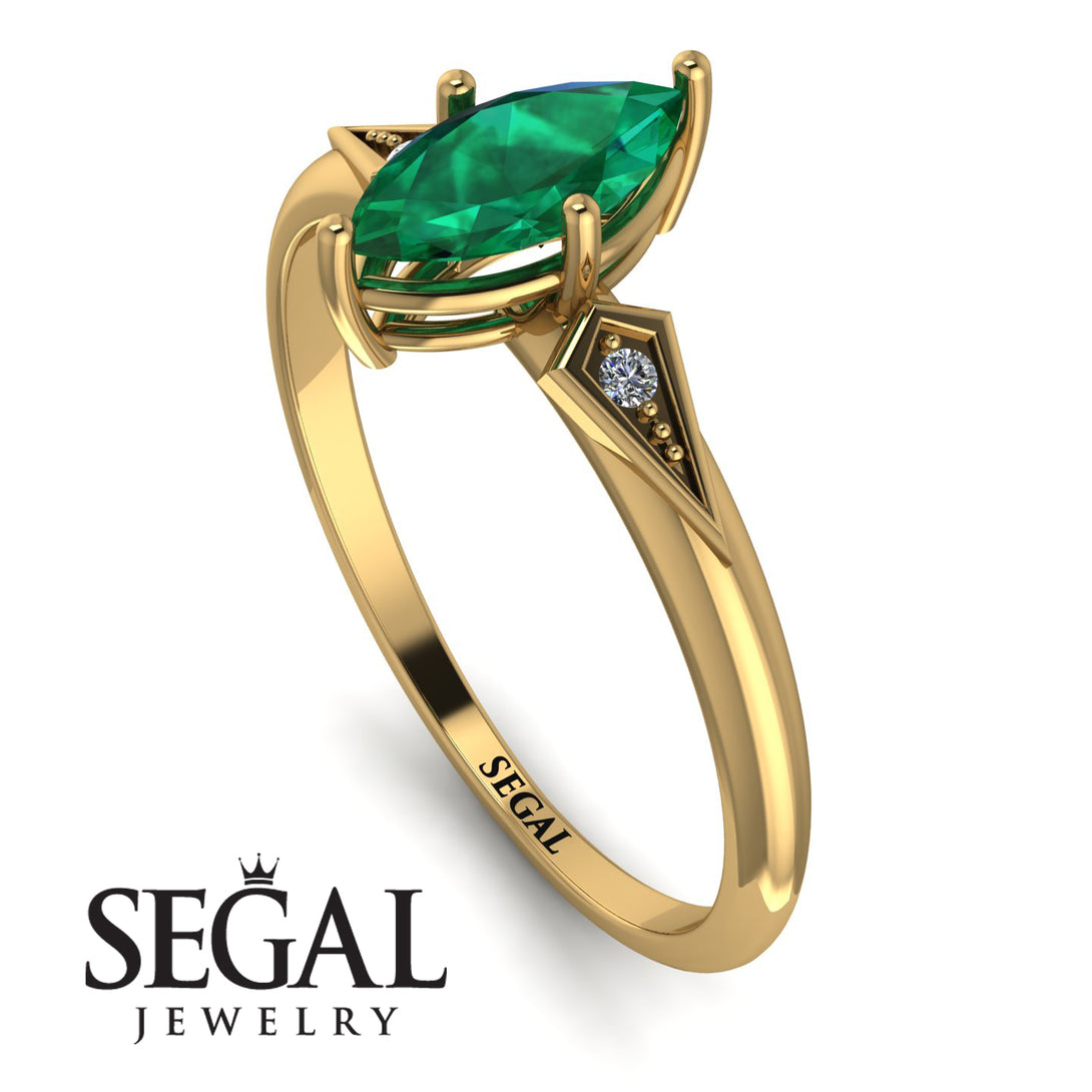 Marquise Emerald Geometrical Engagement Ring - Reese No. 4