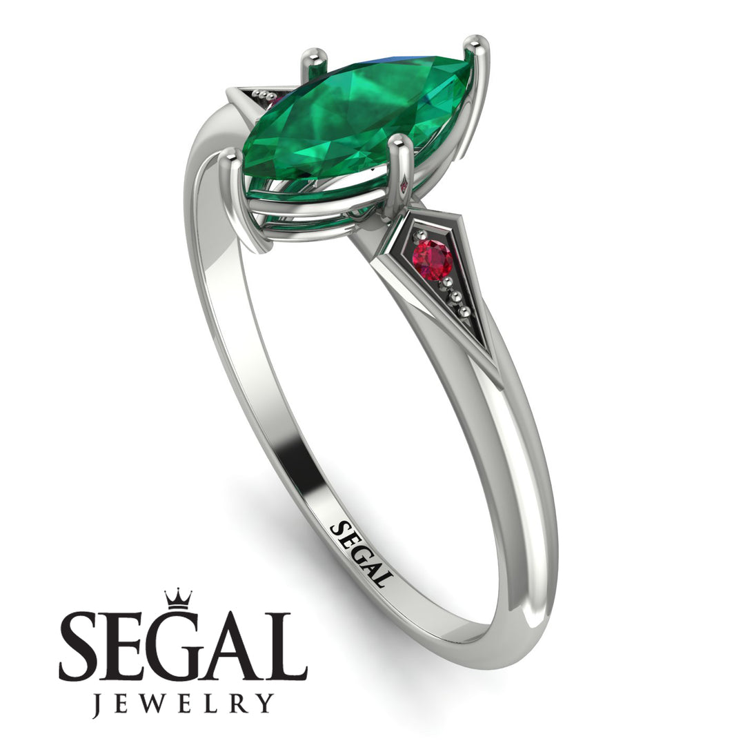 Marquise Emerald Geometrical Engagement Ring - Reese No. 51