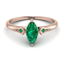 Marquise Emerald Geometrical Engagement Ring - Reese No. 20 image 1