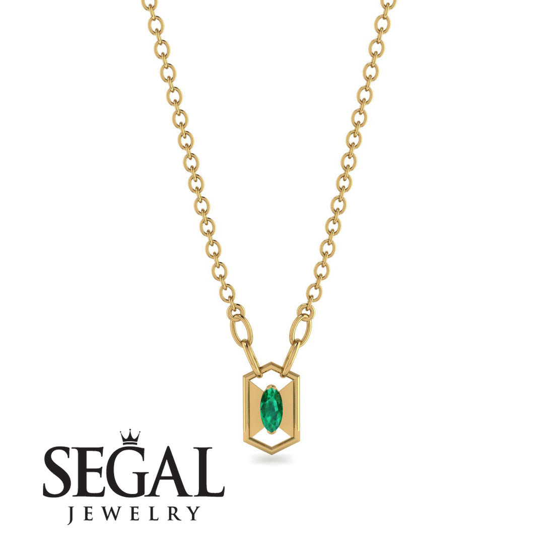 Marquise Emerald Geometrical Necklace - Aleena No. 4