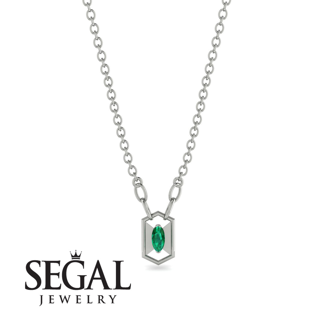 Marquise Emerald Geometrical Necklace - Aleena No. 6