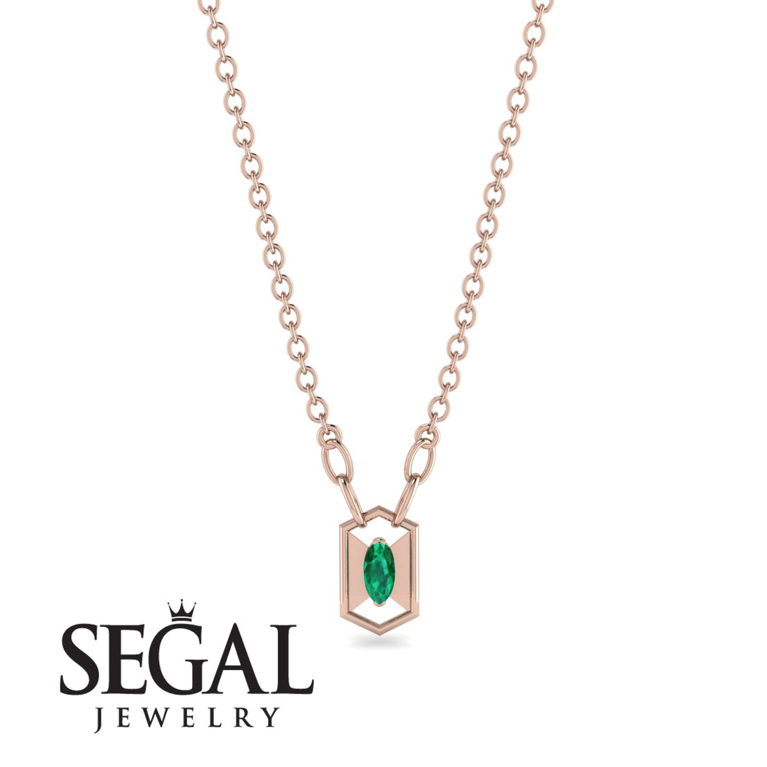 Marquise Emerald Geometrical Necklace - Aleena No. 5