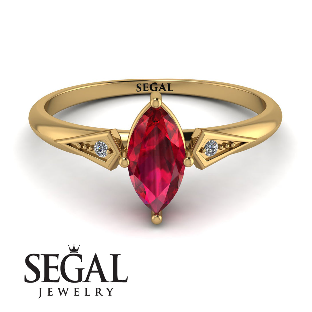Marquise Ruby Geometrical Engagement Ring - Reese No. 10