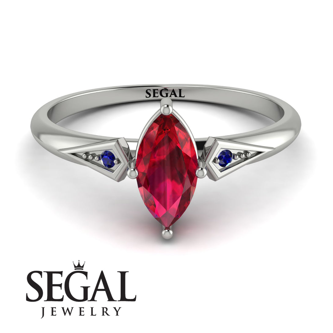 Marquise Ruby Geometrical Engagement Ring - Reese No. 72