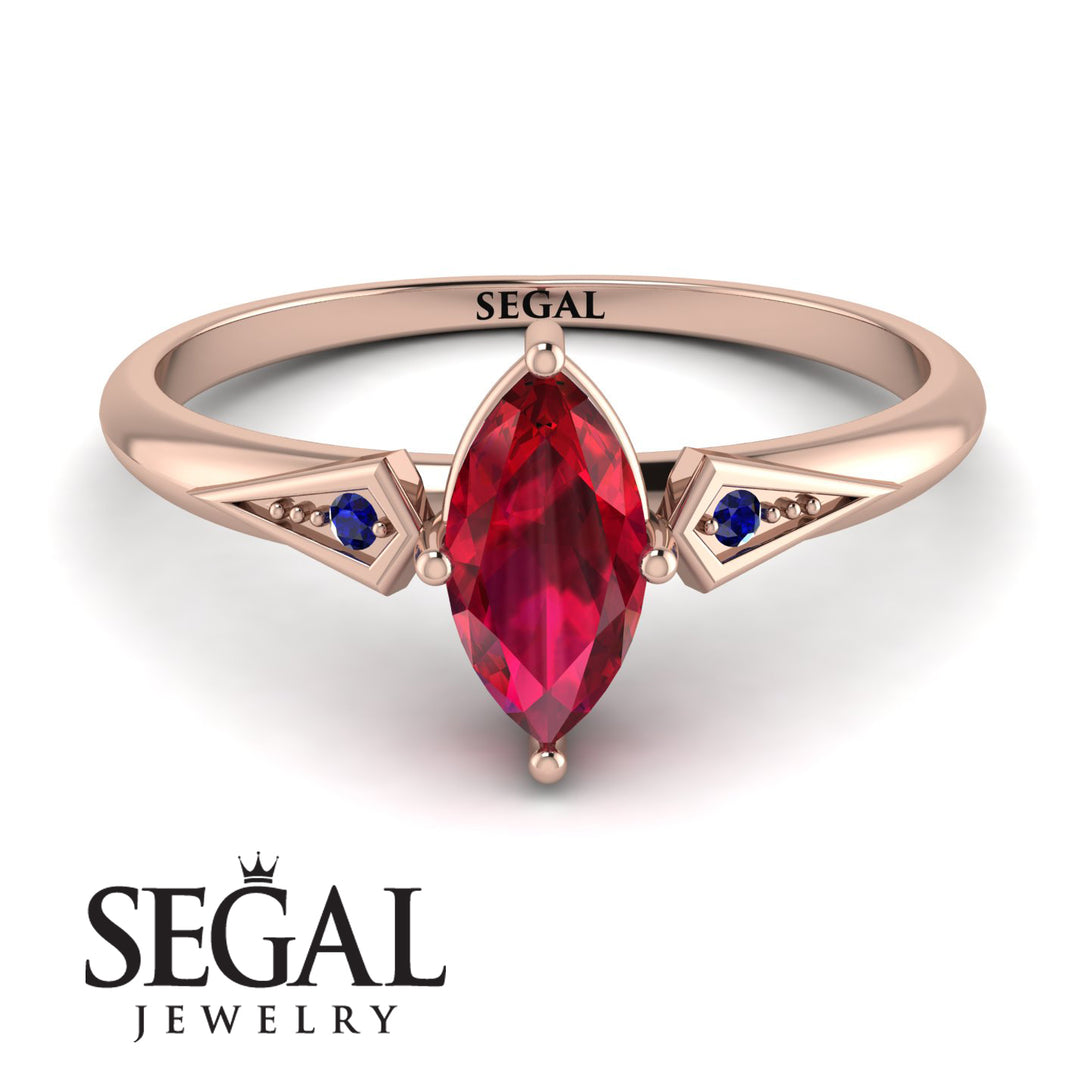Marquise Ruby Geometrical Engagement Ring - Reese No. 71