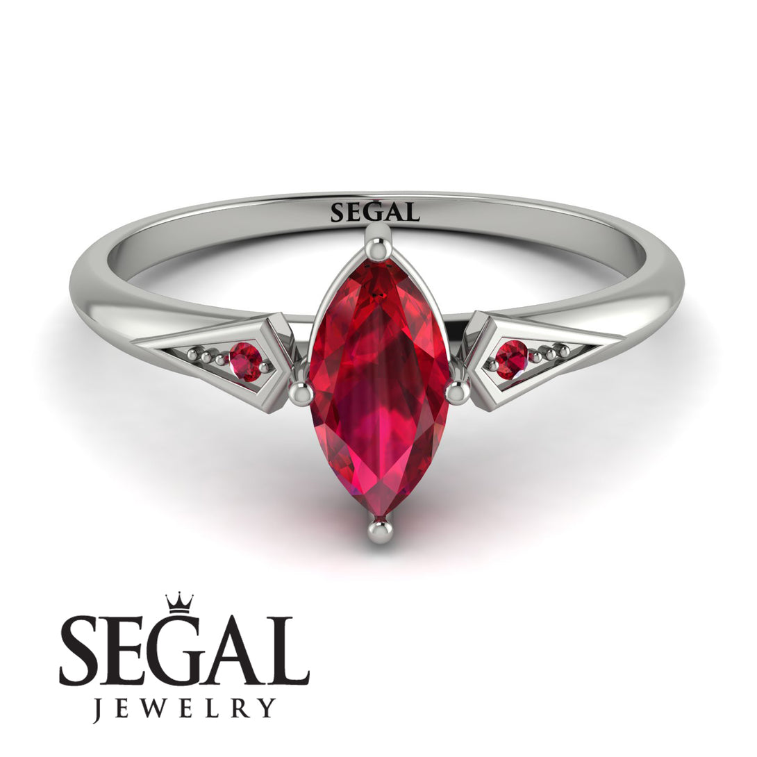Marquise Ruby Geometrical Engagement Ring - Reese No. 57