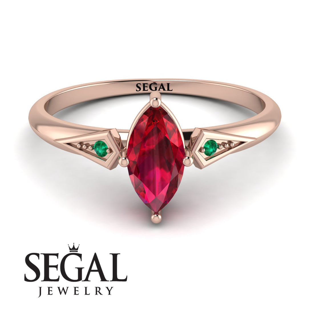 Marquise Ruby Geometrical Engagement Ring - Reese No. 26