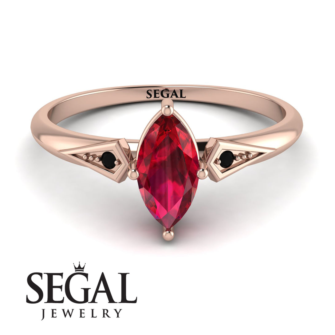 Marquise Ruby Geometrical Engagement Ring - Reese No. 41