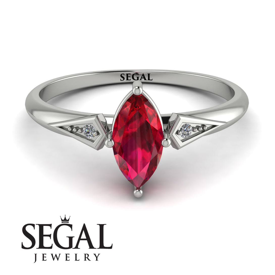 Marquise Ruby Geometrical Engagement Ring - Reese No. 12