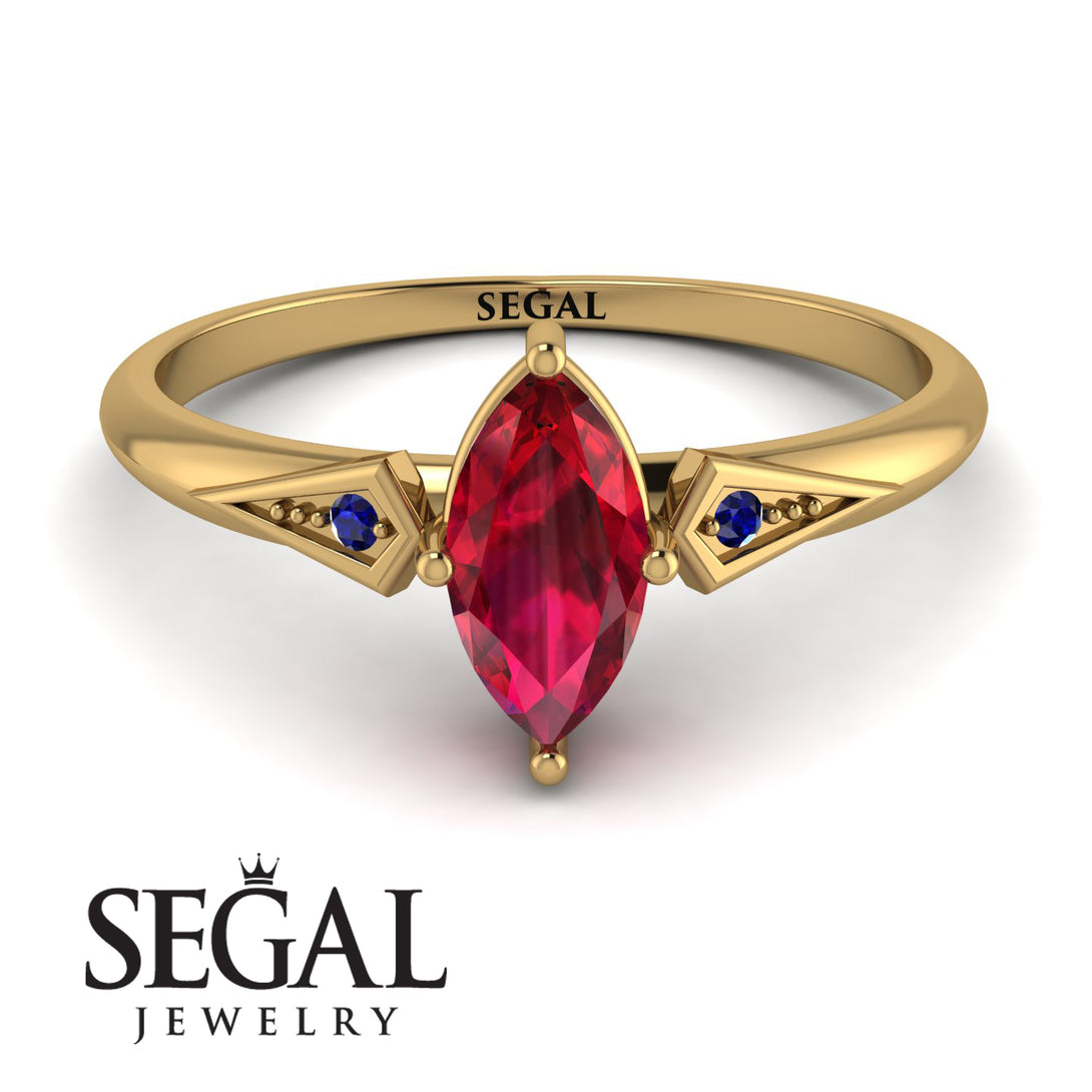 Marquise Ruby Geometrical Engagement Ring - Reese No. 70
