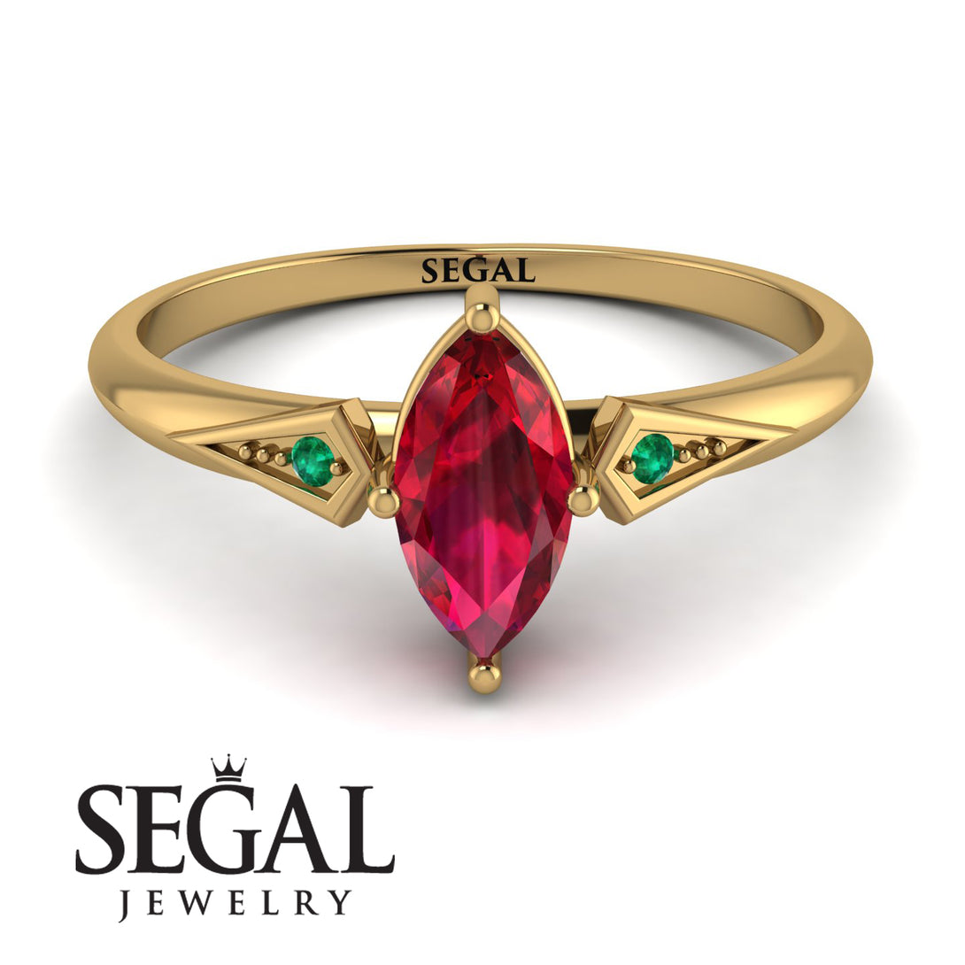 Marquise Ruby Geometrical Engagement Ring - Reese No. 25