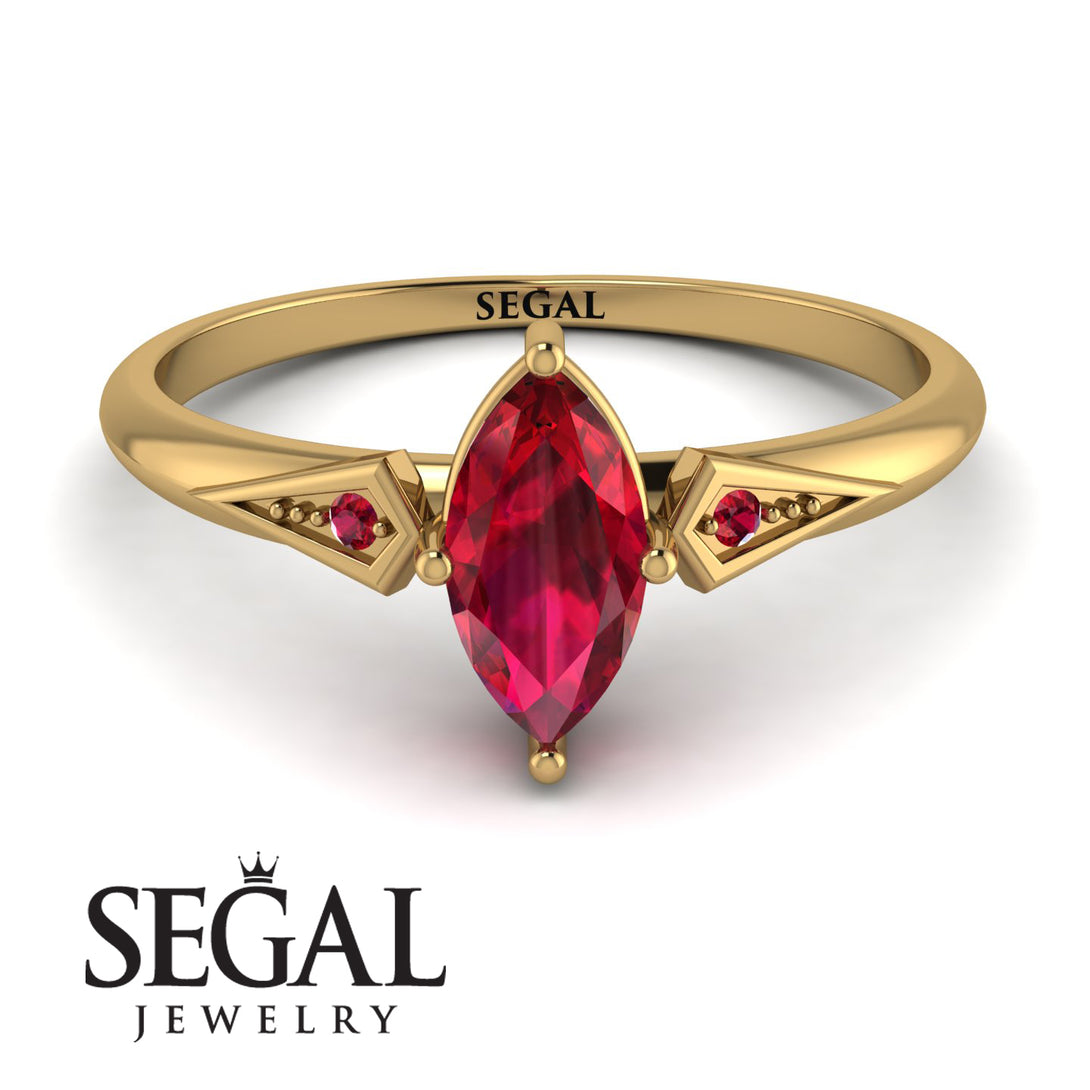 Marquise Ruby Geometrical Engagement Ring - Reese No. 55