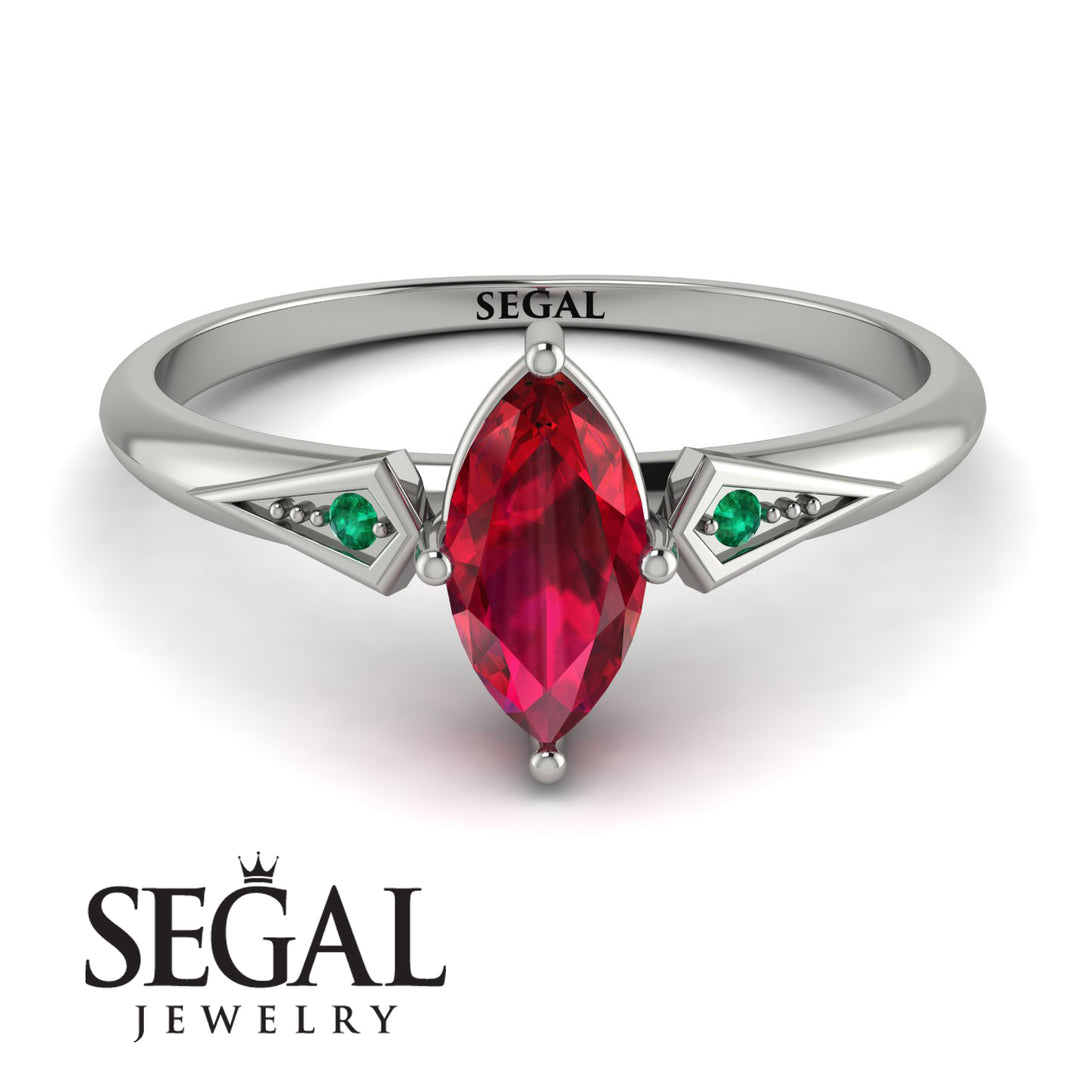 Marquise Ruby Geometrical Engagement Ring - Reese No. 27