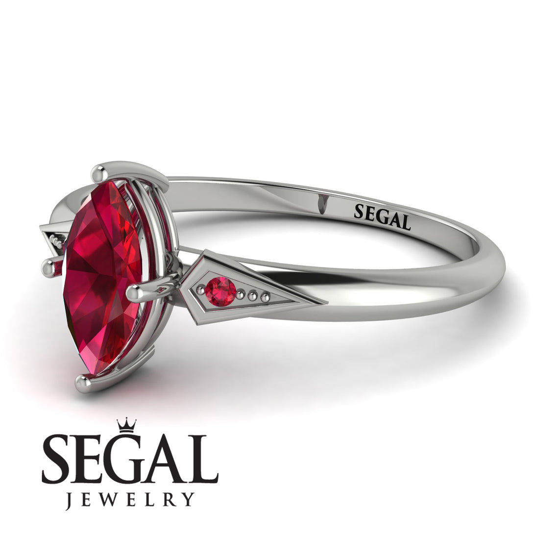 Marquise Ruby Geometrical Engagement Ring - Reese No. 57