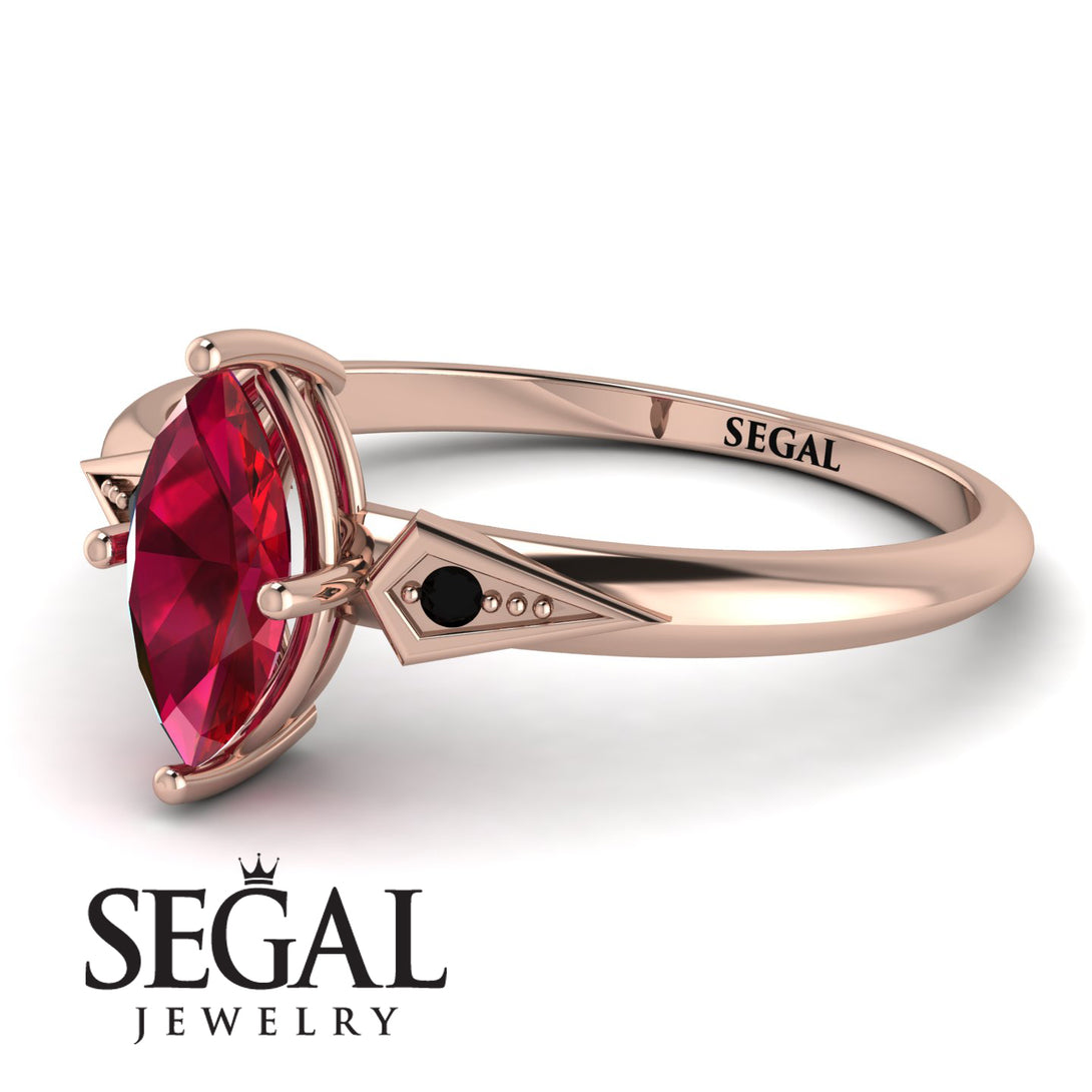 Marquise Ruby Geometrical Engagement Ring - Reese No. 41