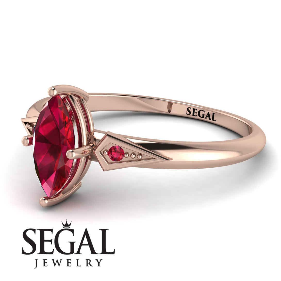 Marquise Ruby Geometrical Engagement Ring - Reese No. 56