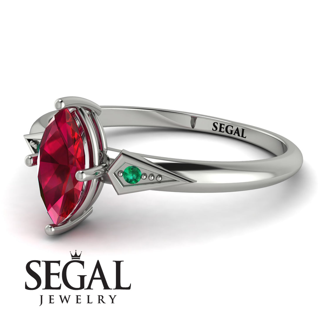 Marquise Ruby Geometrical Engagement Ring - Reese No. 27