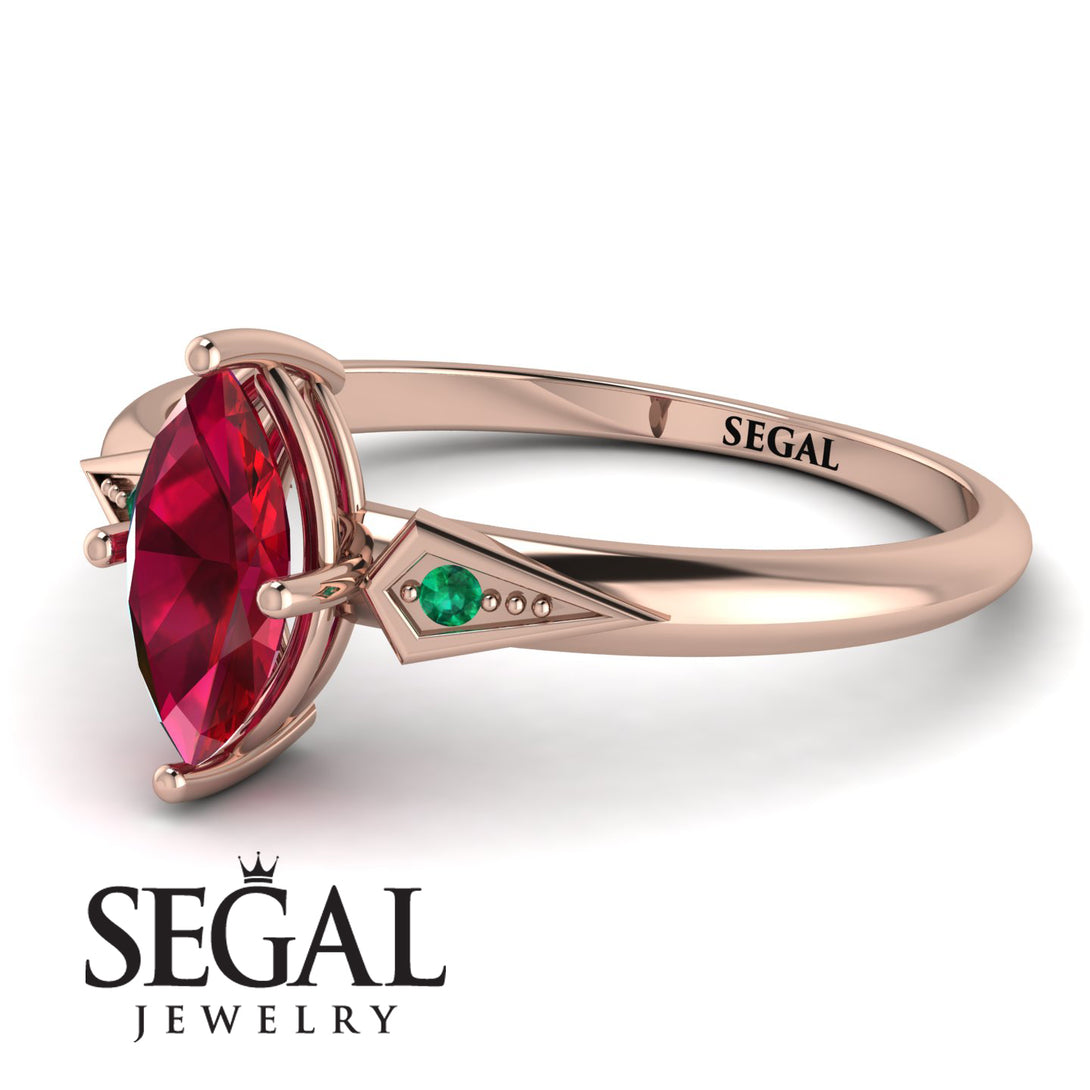 Marquise Ruby Geometrical Engagement Ring - Reese No. 26