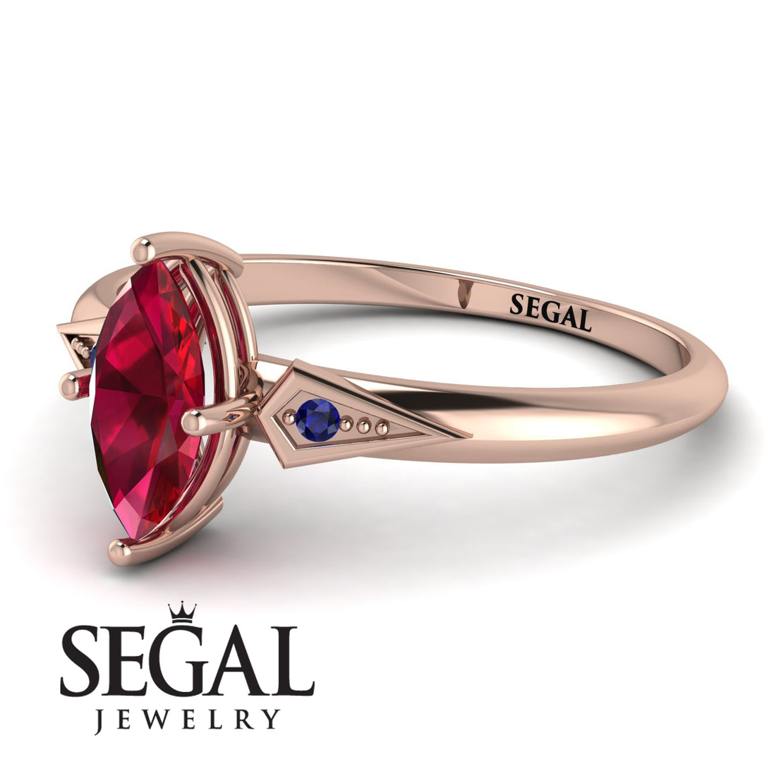 Marquise Ruby Geometrical Engagement Ring - Reese No. 71