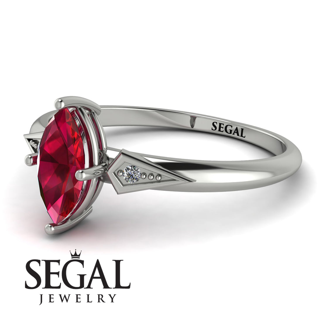 Marquise Ruby Geometrical Engagement Ring - Reese No. 12