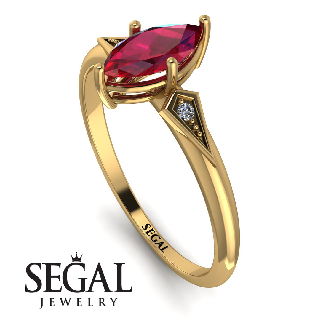 Marquise Ruby Geometrical Engagement Ring - Reese No. 10