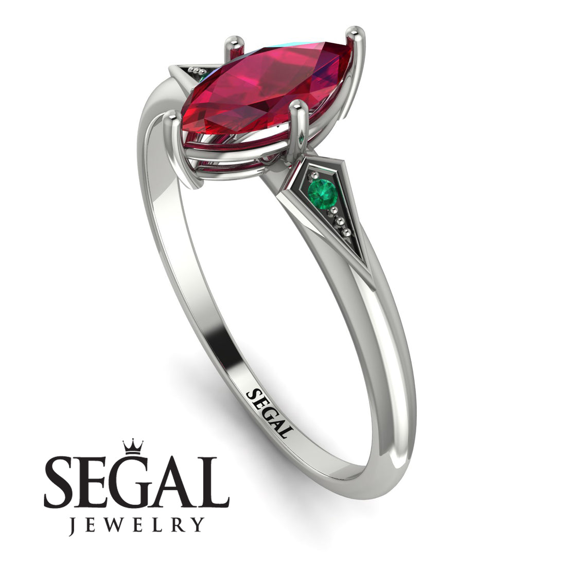 Marquise Ruby Geometrical Engagement Ring - Reese No. 27